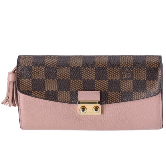 Louis Vuitton Croisette Damier Ebene Long Wallet N60215 Magnolia Pink - Picture 1 of 6